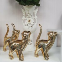 Статуэтка кот керамический позолоченный